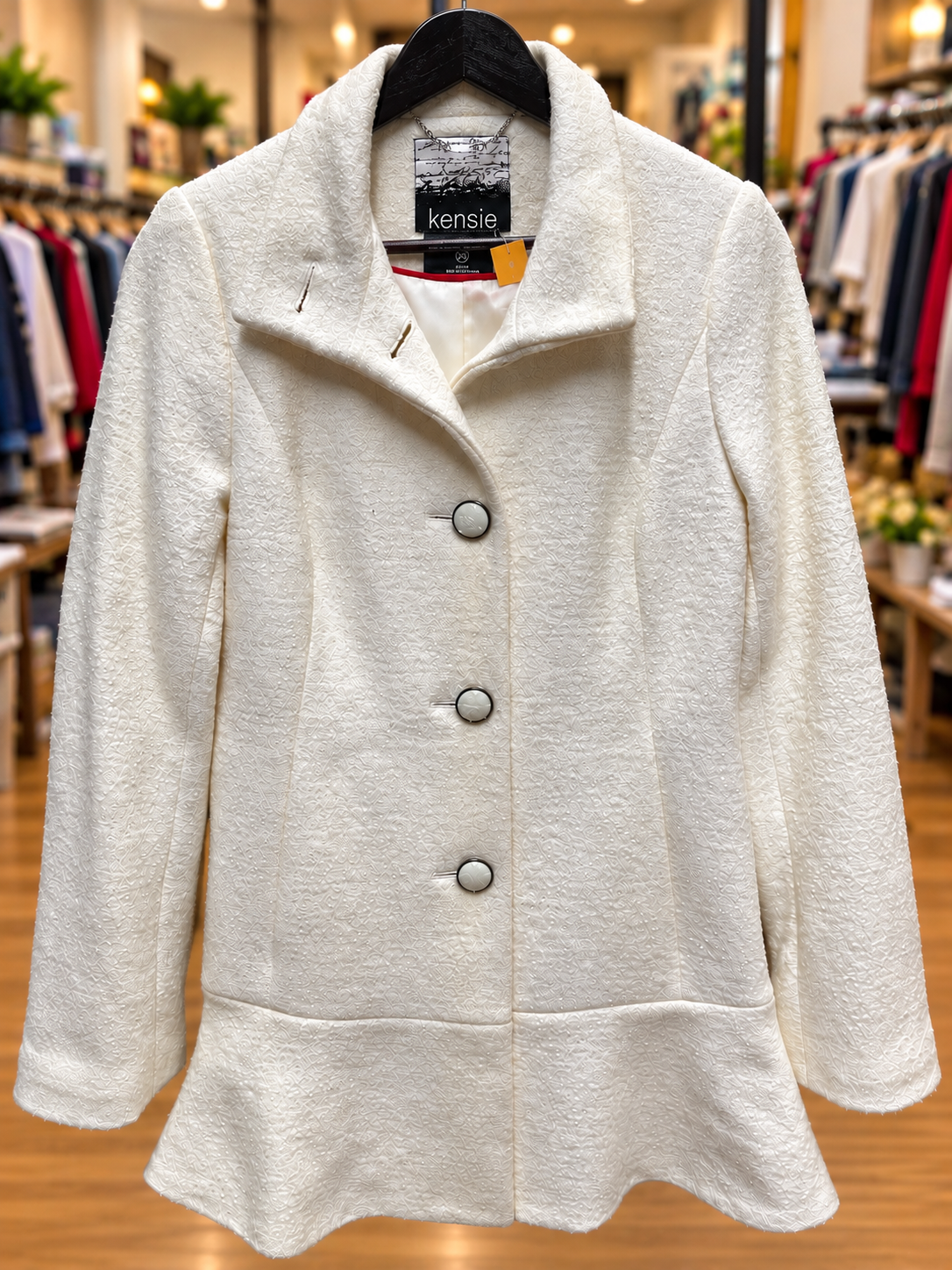 Kensie Ivory Textured Coat – Size XS
