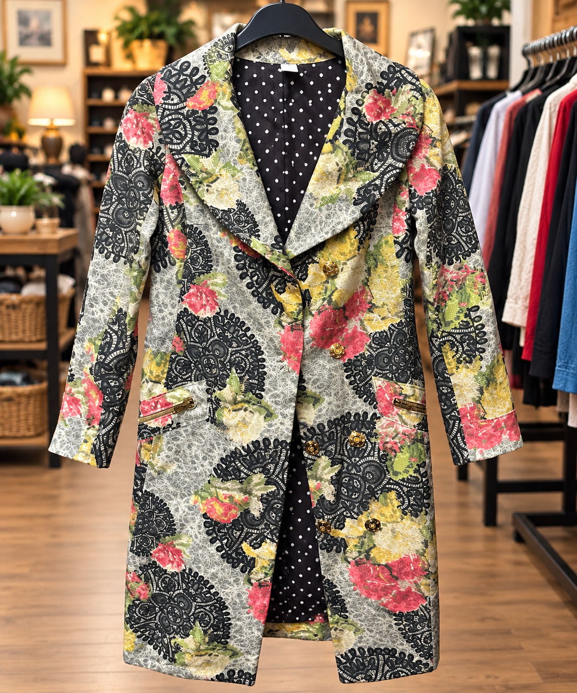 Bill Blass Floral Statement Coat