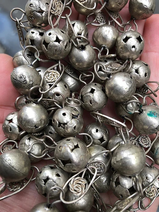 Antique Indian Old silver beads necklace