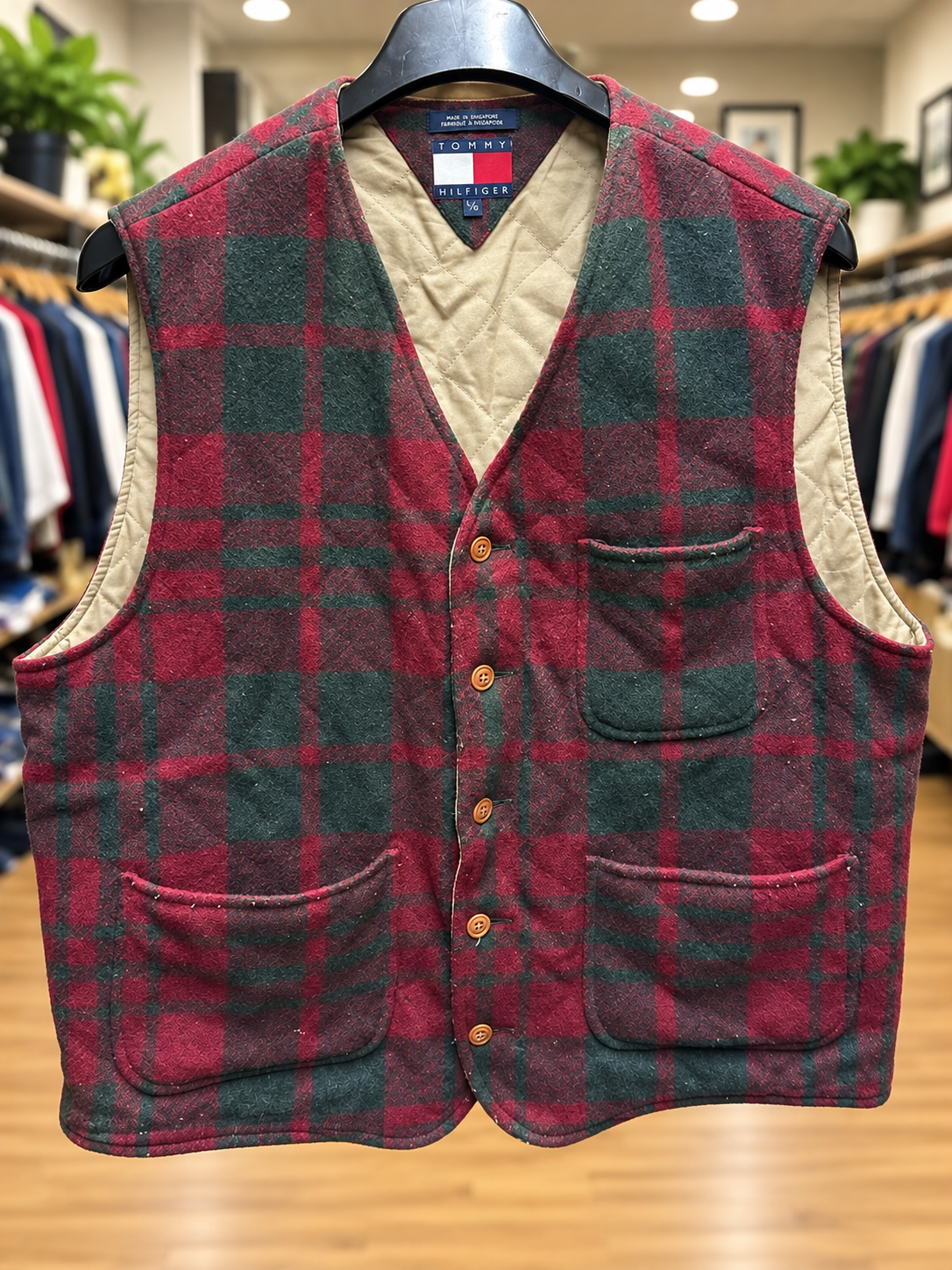 Vintage Tommy Hilfiger Plaid Vest – Size L