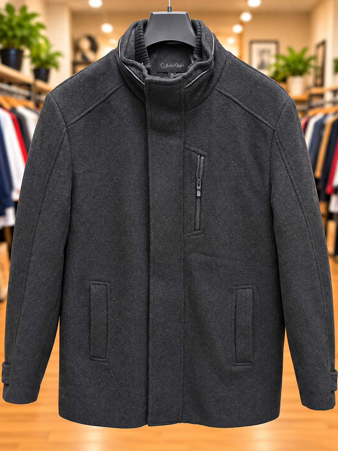 Calvin Klein Charcoal Gray Men's Coat – Size M