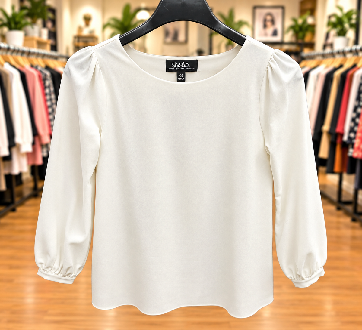 Lulus Ivory Puff Sleeve Blouse – Size XS