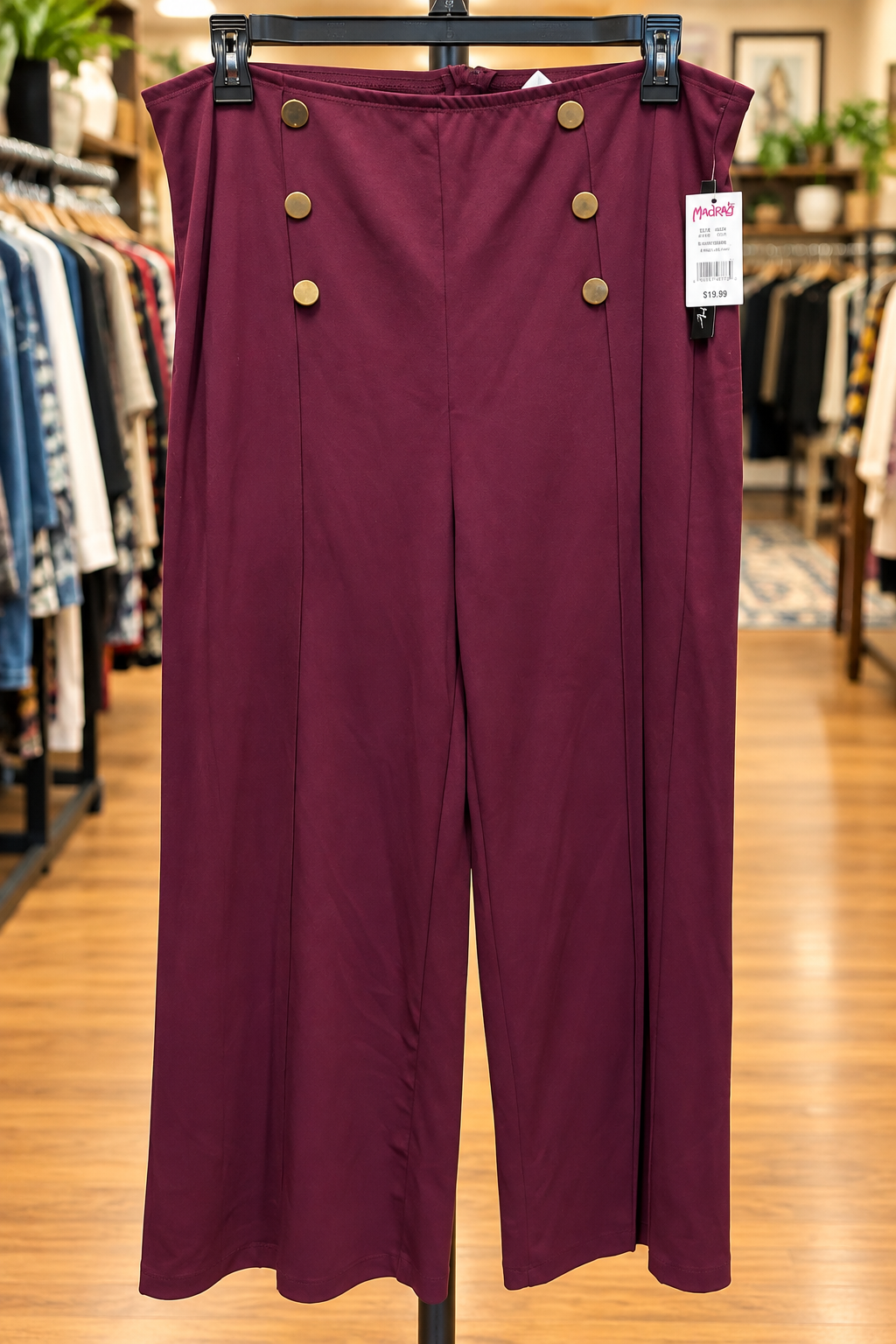 MadRAG Burgundy Wide-Leg Pants – Size 3XL