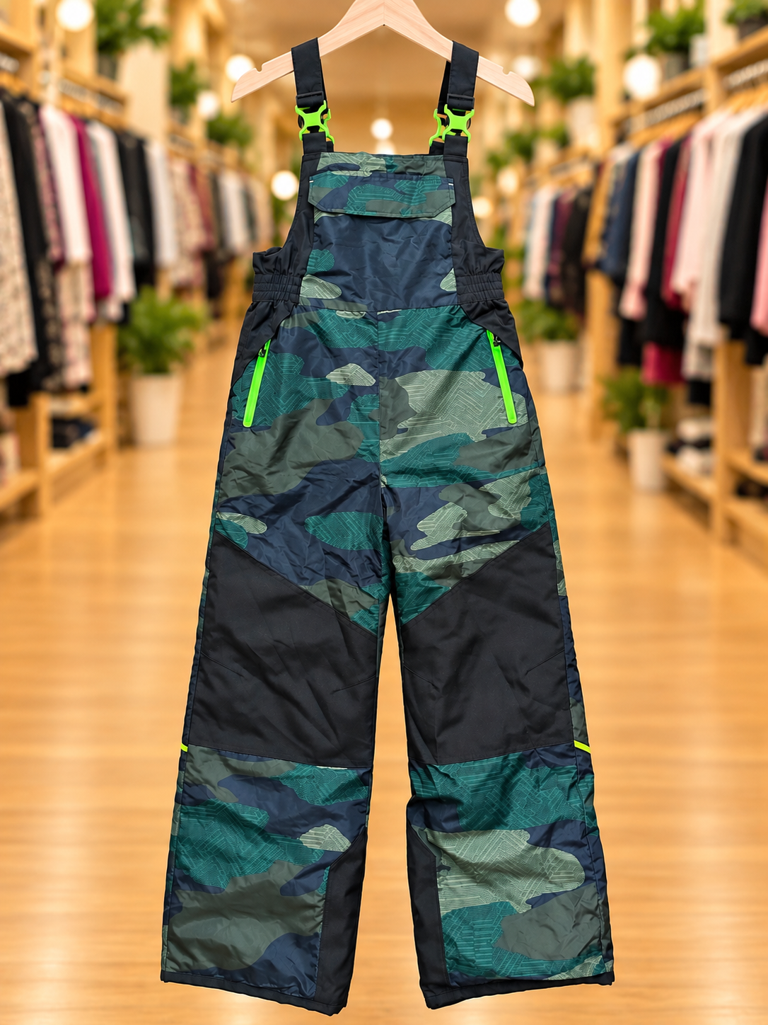 Champion Camo Snow Bib Overalls — Youth Large (12-14)