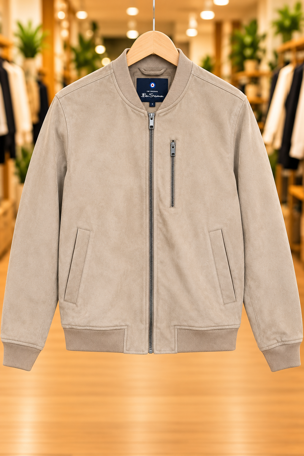 Ben Sherman Beige Bomber Jacket — Size S