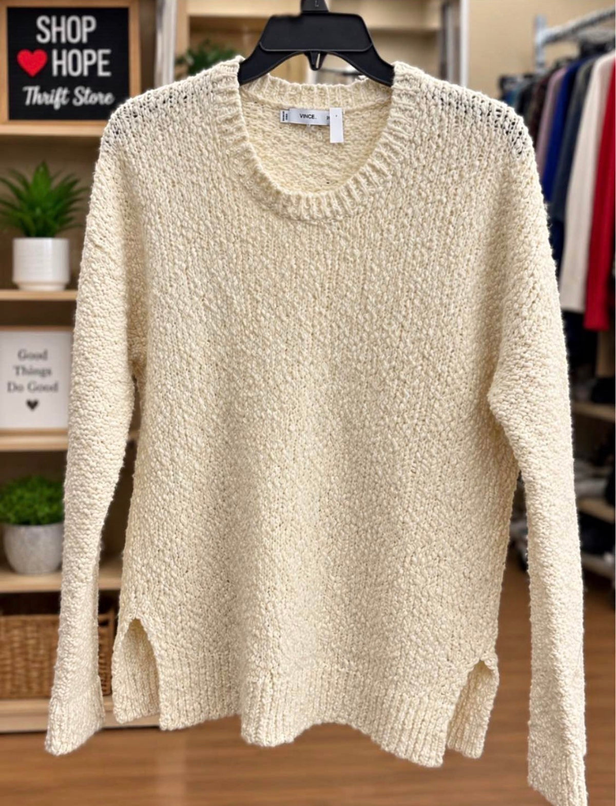 Vince Cream Textured Knit Sweater – Size M
