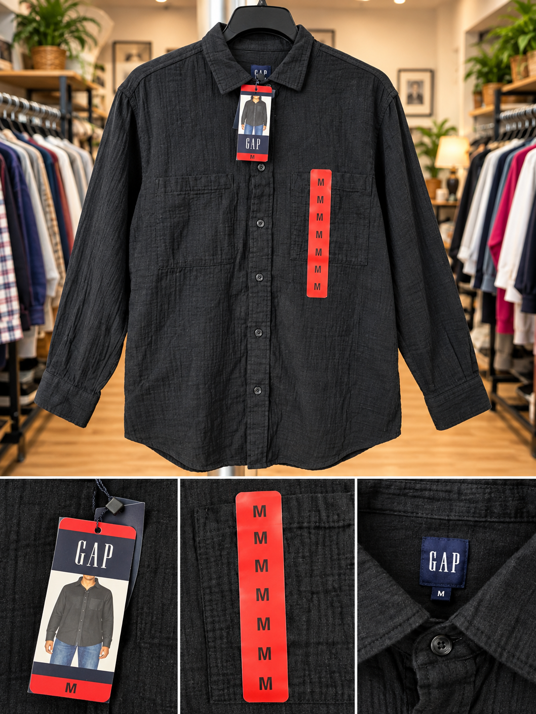 GAP Black Button-Up Shirt – Size Medium