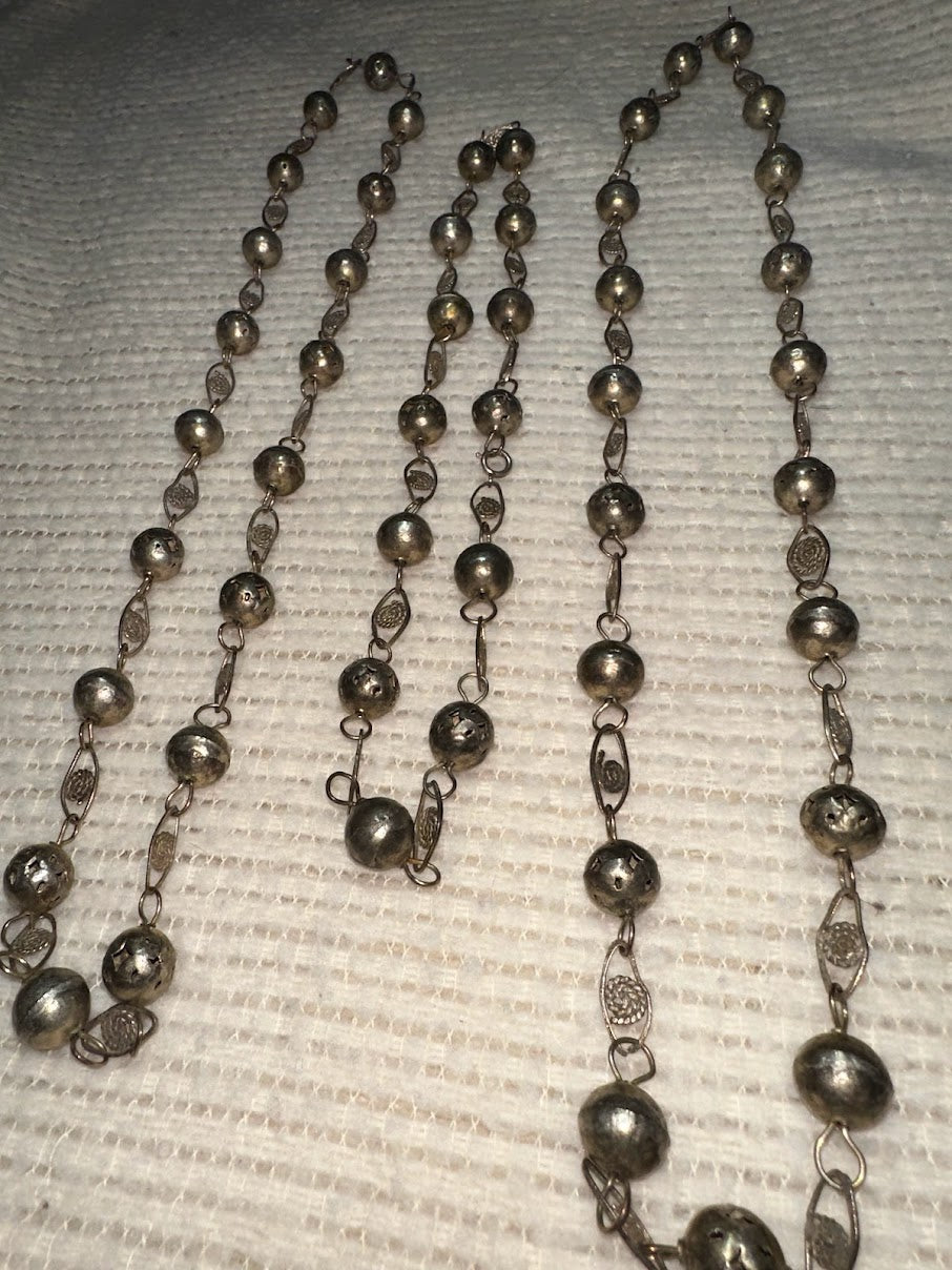 Antique Indian Old silver beads necklace
