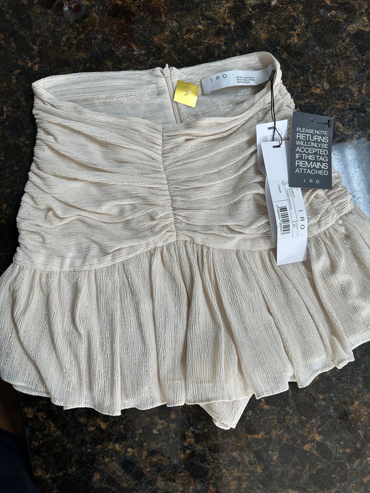 IRO Cream Ruched Mini Skirt – NWT