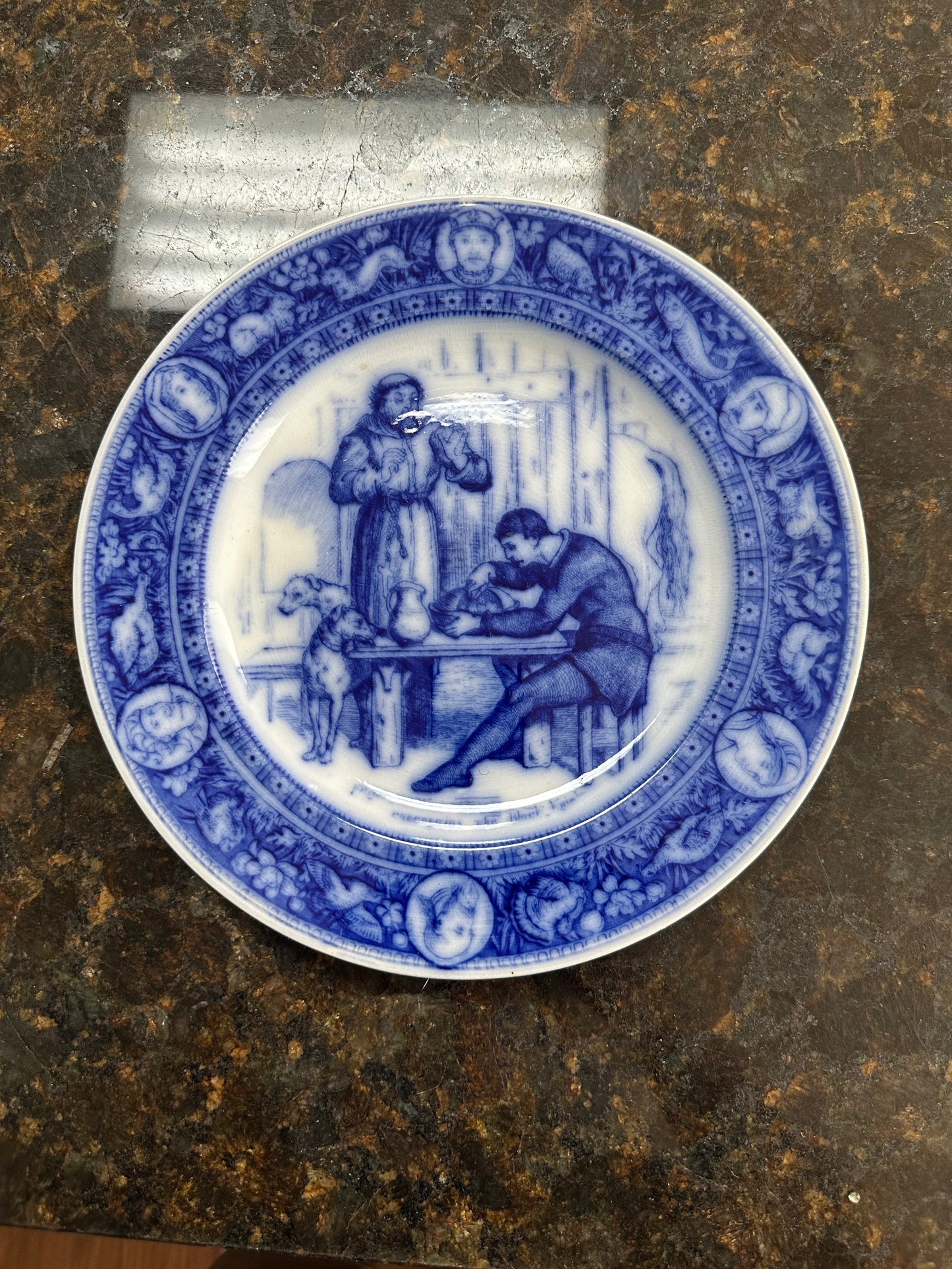Blue Transferware Decorative Plate – Scenic Pattern (Variant 2)