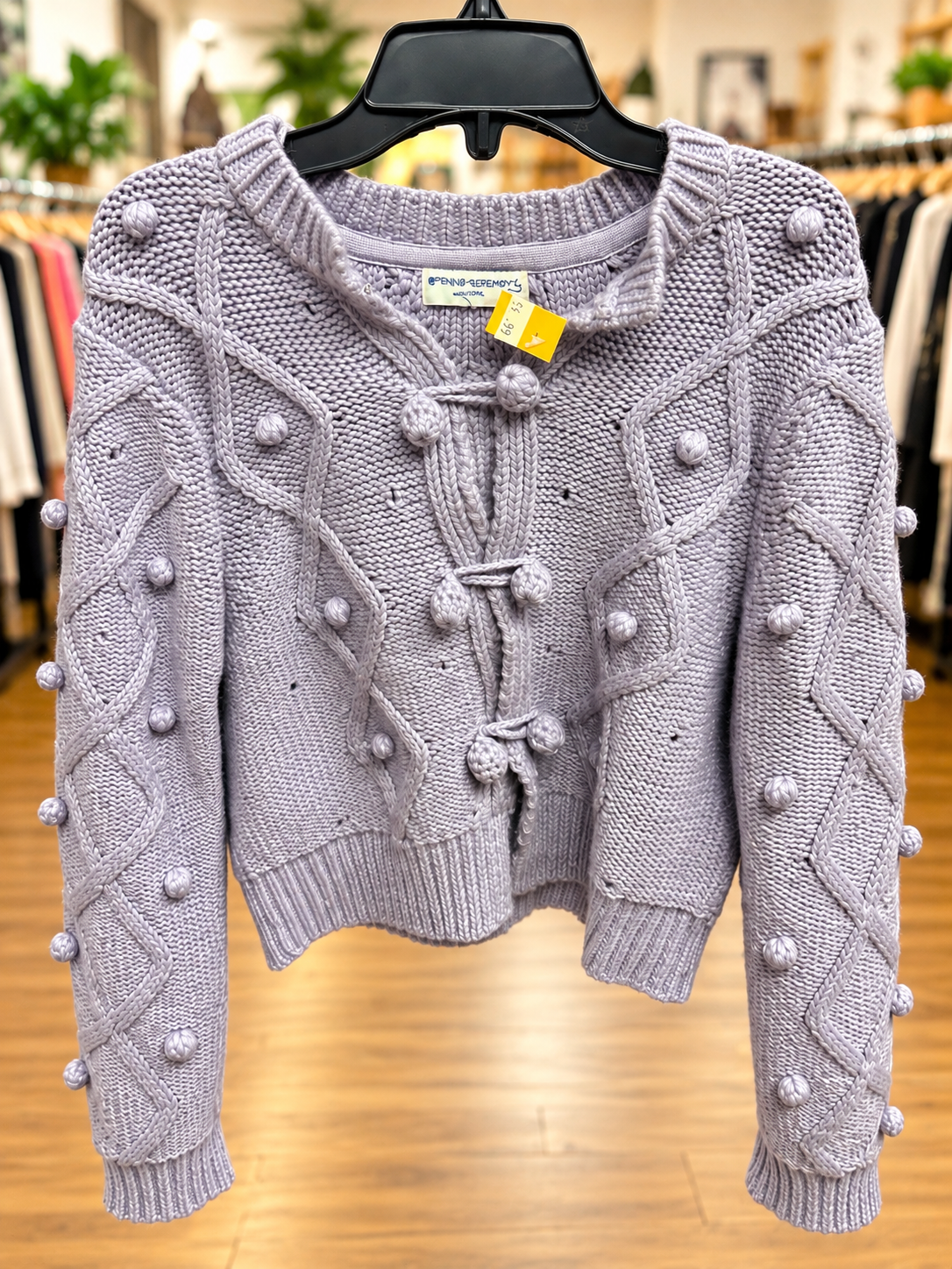Opening Ceremony Lavender Knit Cropped Cardigan