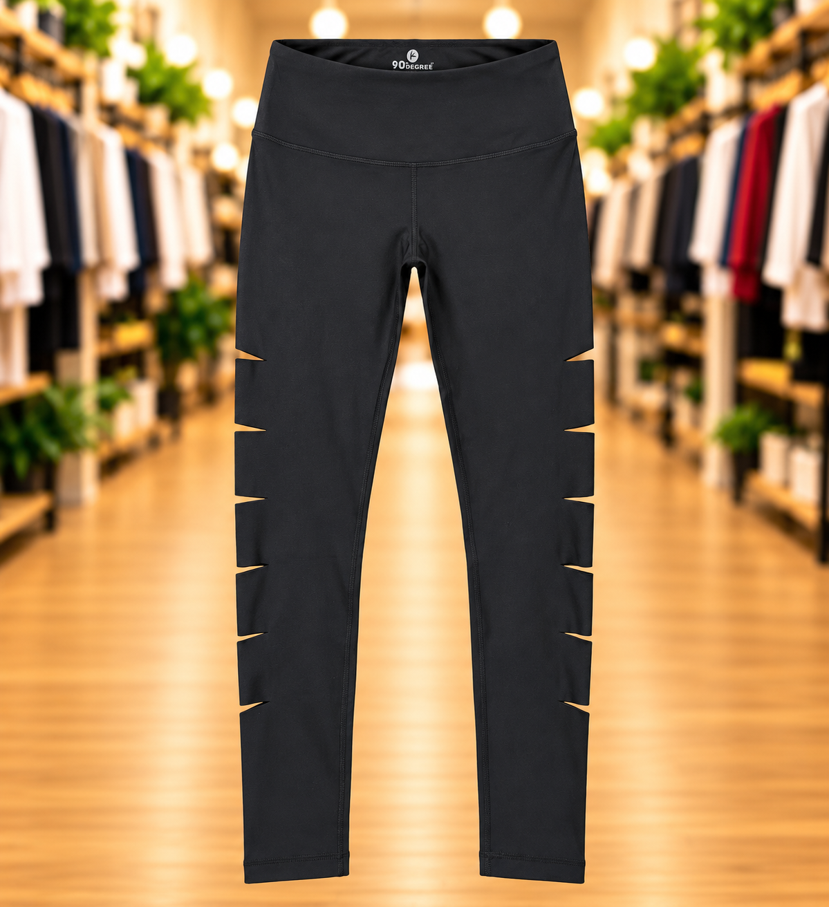 90 Degree by Reflex Black Laser-Cut Leggings — New With Tags