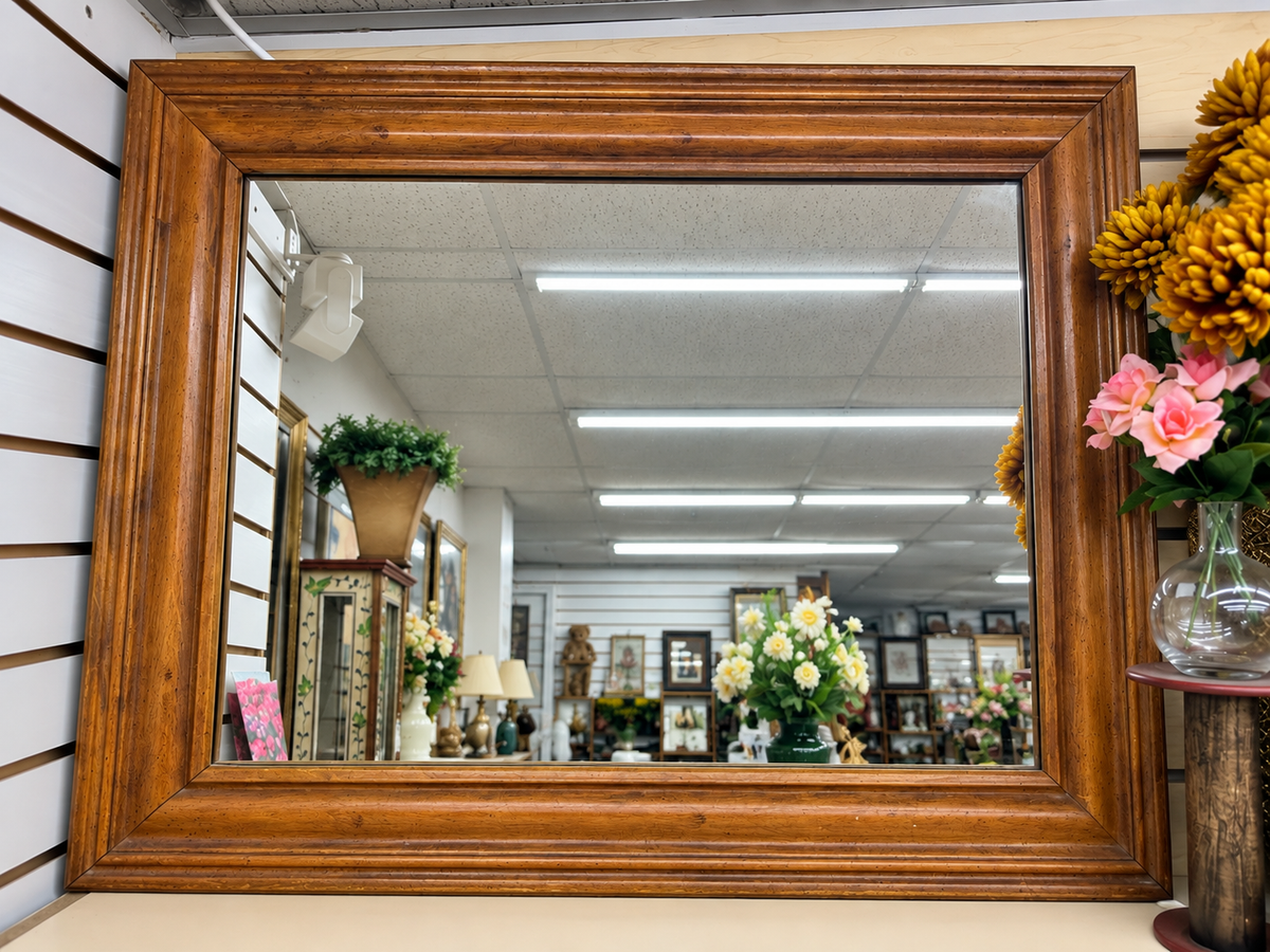 Large Wood Framed Wall Mirror