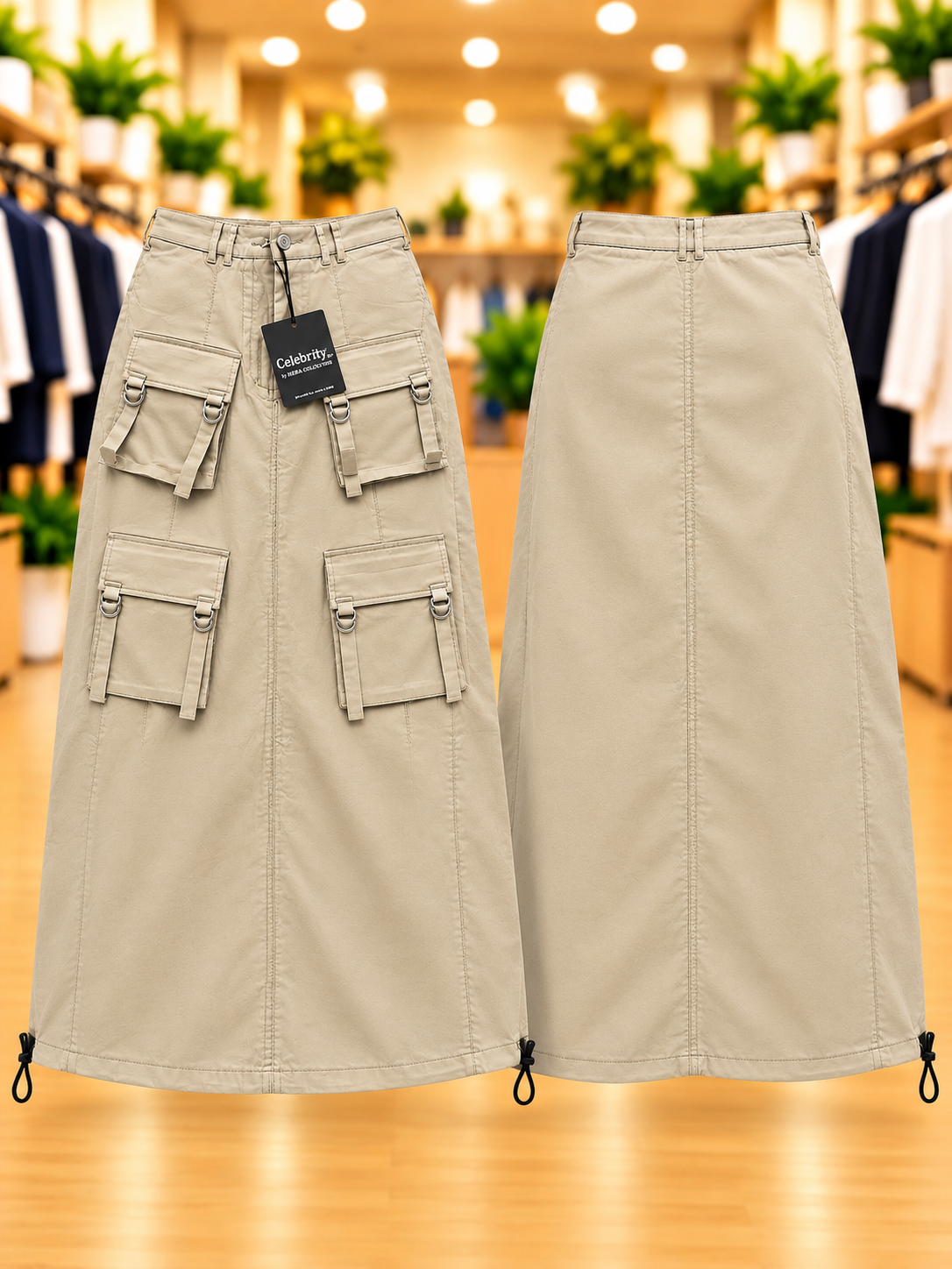 Celebrity Fashion by Hera Collection Cargo Maxi Skirt — Size S