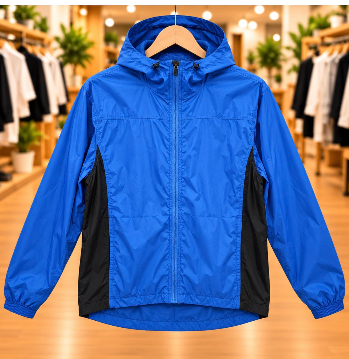 i5 Blue & Black Hooded Windbreaker Jacket — Size L