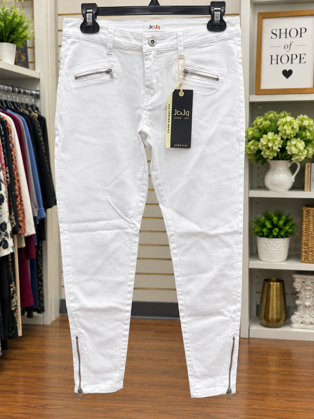 JC&JQ White Crop Skinny Fit Stretch Jeans – Size L