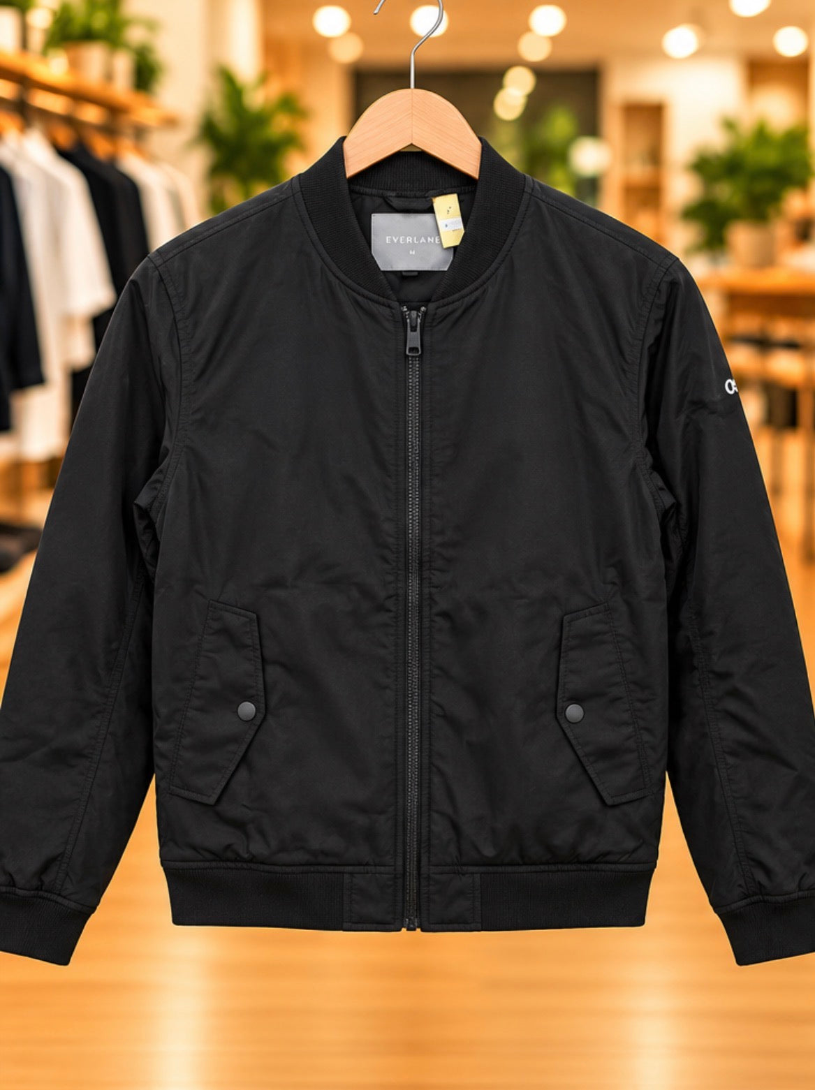 Everlane Black Bomber Jacket — Size M