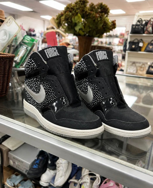 Nike Force Sky High Print Wedge Sneakers – Black/Silver