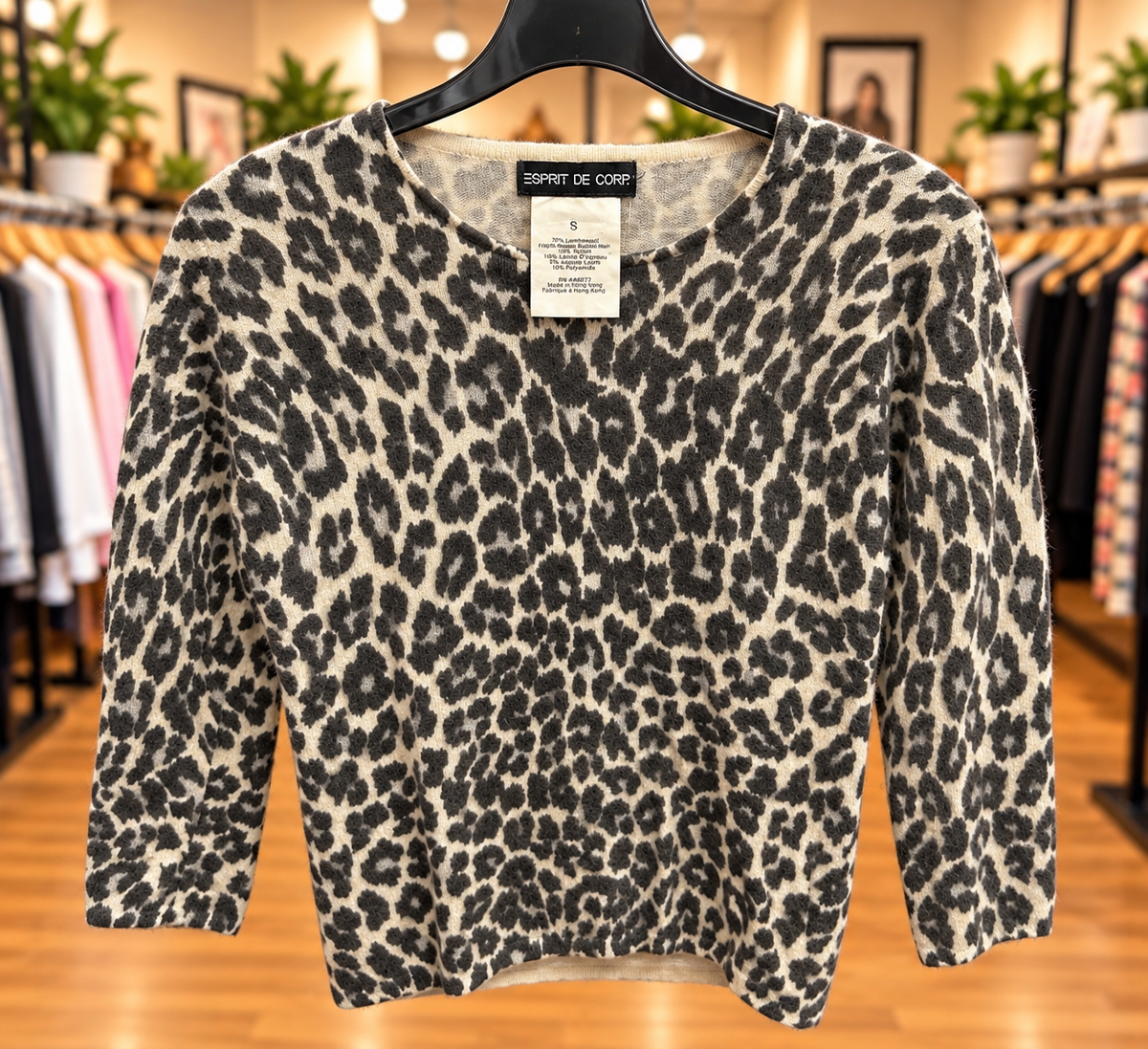 Esprit de Corp Leopard Print Wool Blend Sweater – Size S