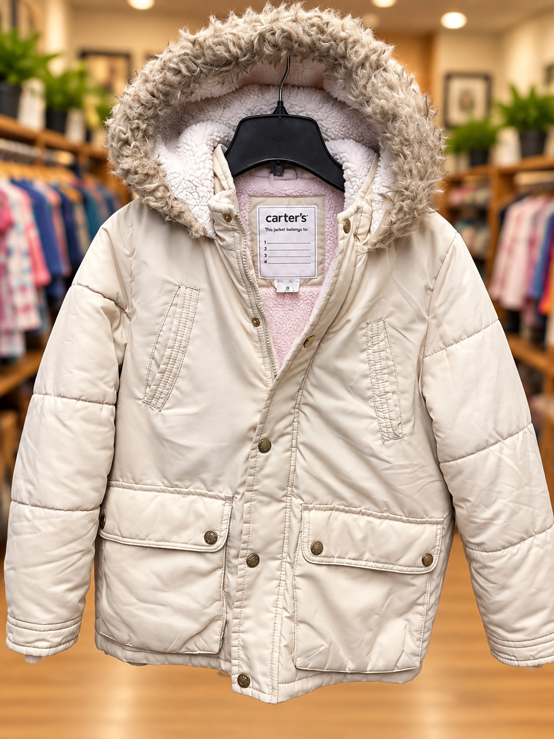 Carter's Girls' Cream Winter Jacket – Size 8