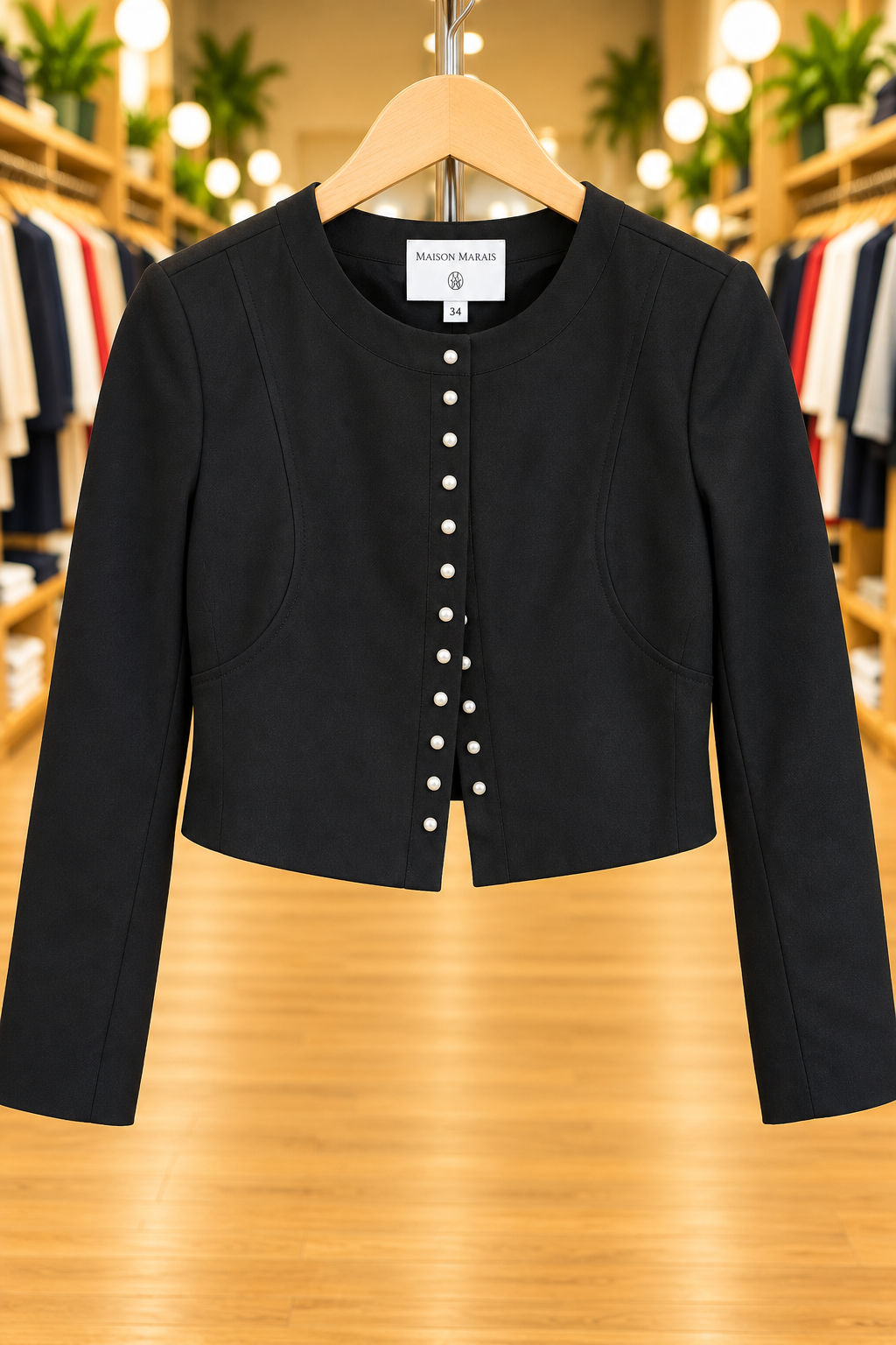 Maison Marais Black Cropped Jacket — Size 34