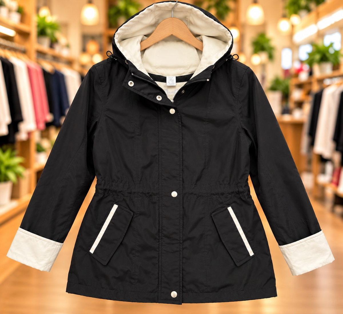 Nautica Black Hooded Jacket — Size L