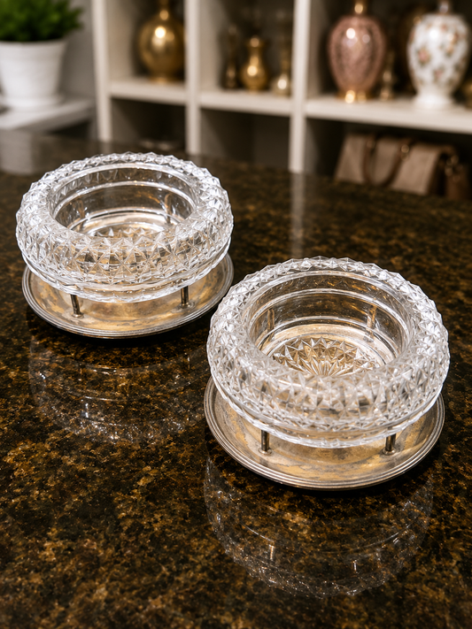 Vintage Crystal Caviar Servers / Crystal Ashtrays – Set of 2