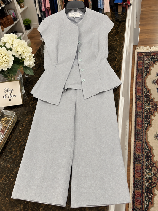 JM LAFLEUR Silver Gray 2-Piece Pant Suit – Size 14