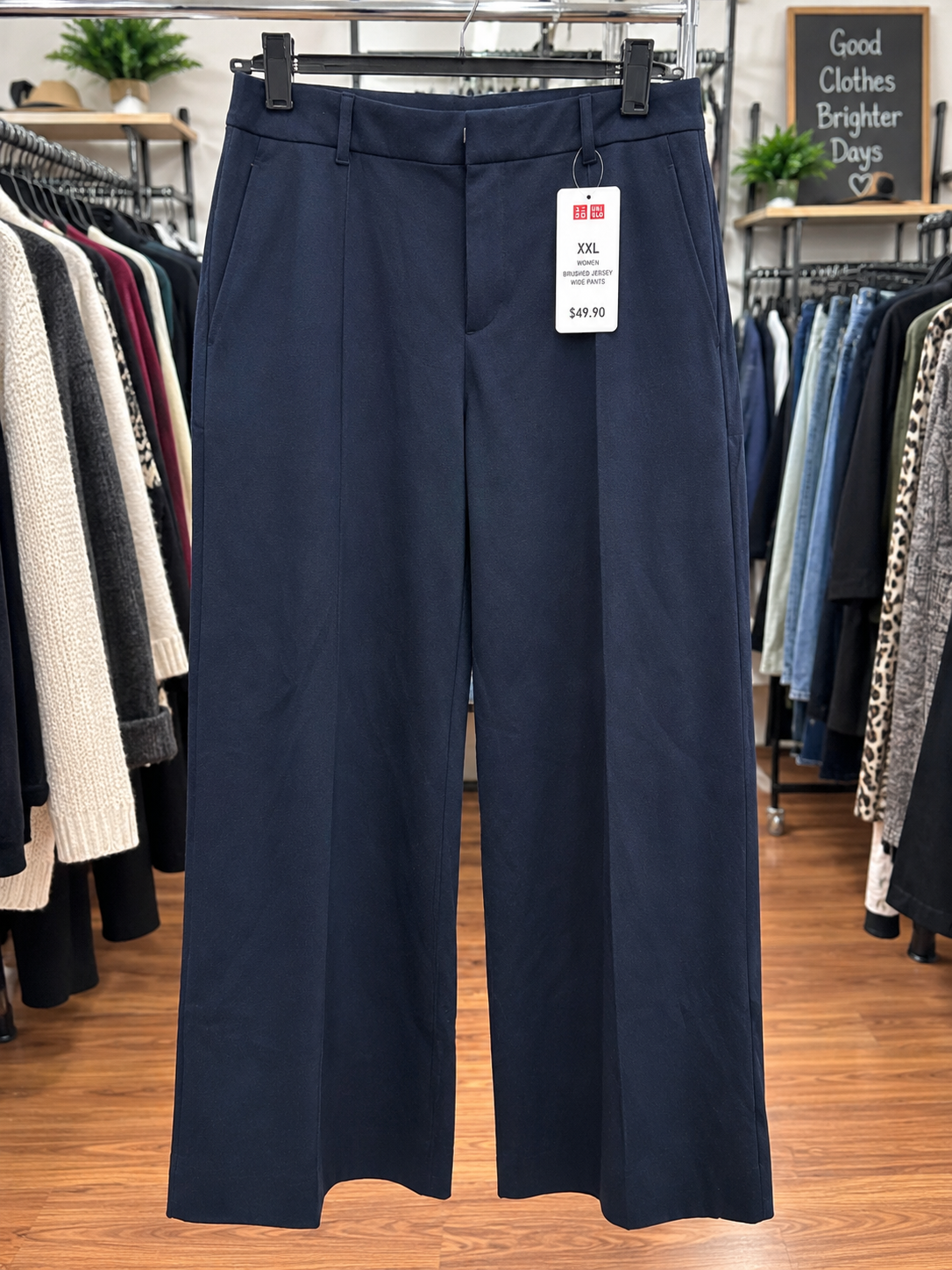 UNIQLO Women’s Brushed Jersey Wide-Leg Pants – XXL