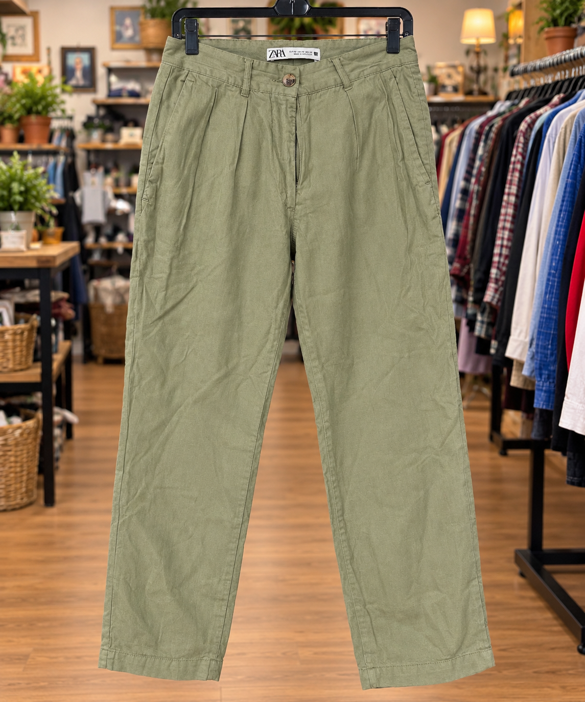 ZARA Olive Green Pants – Size XS