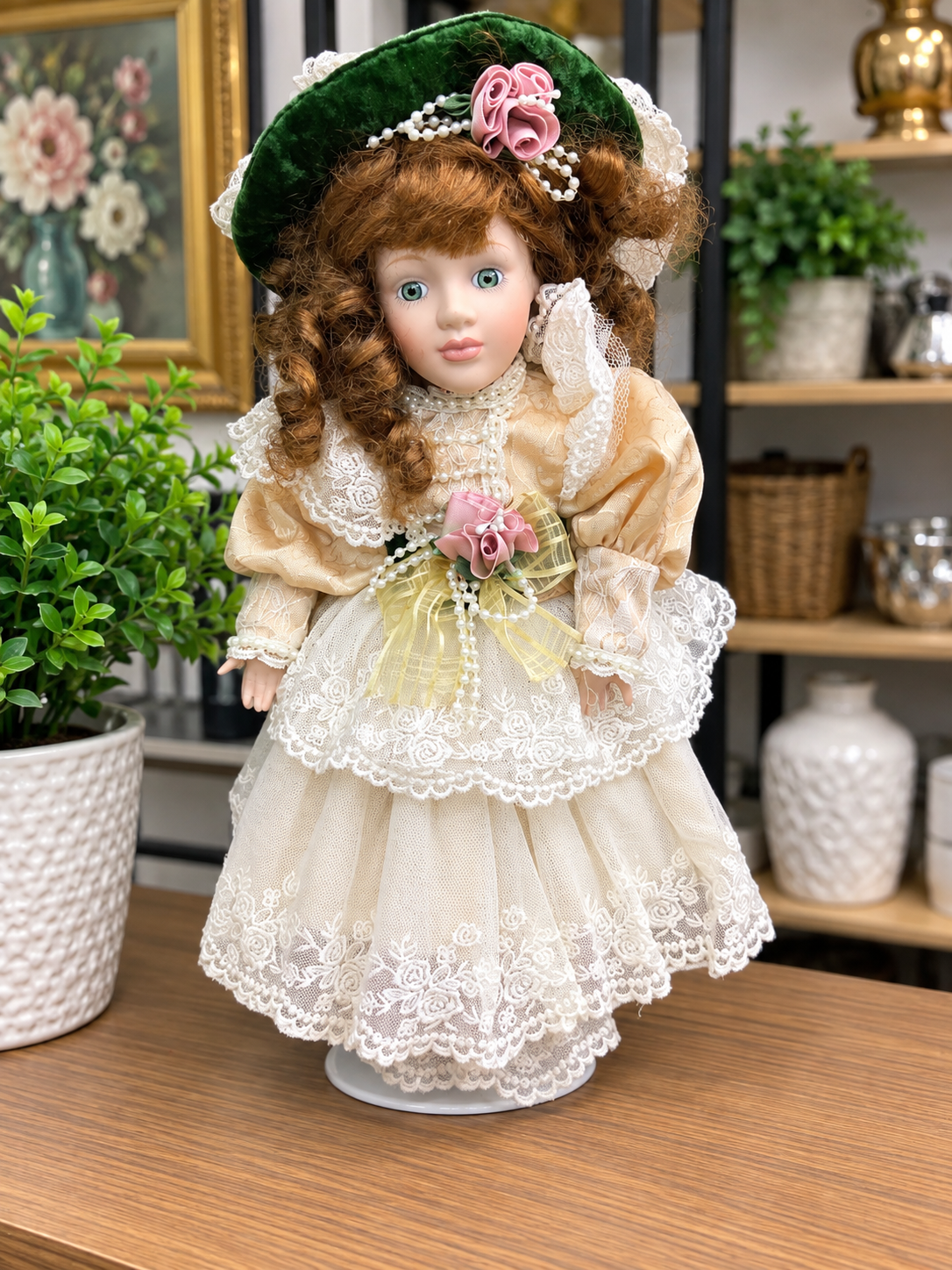 Vintage Victorian Porcelain Doll – Lace Dress