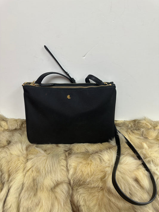 Ralph Lauren Black Nylon Crossbody Bag with Leather Trim