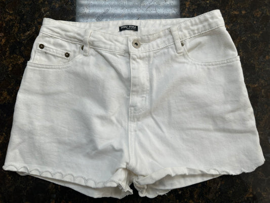 Miu Miu White Denim Shorts – Frayed Hem